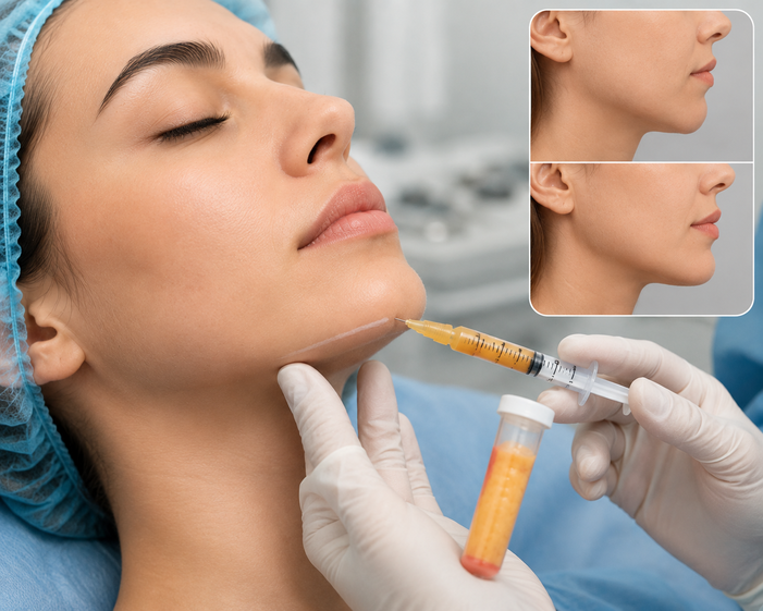Surgeon consulting a patient about Chin Augmentation (Fat Transfer)